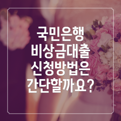 국민은행 비상금대출 신청방법은 간단할까요?