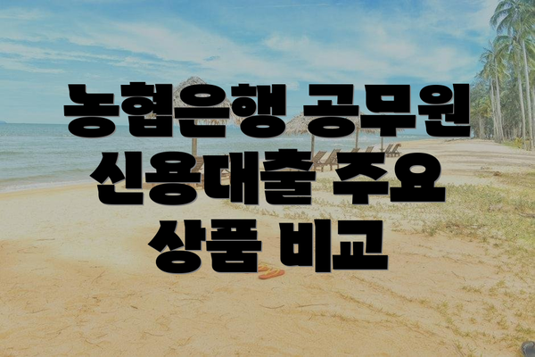 농협은행 공무원 신용대출 주요 상품 비교