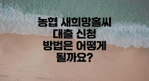 농협 새희망홀씨 대출 신청 방법은 어떻게 될까요?