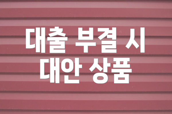 대출 부결 시 대안 상품