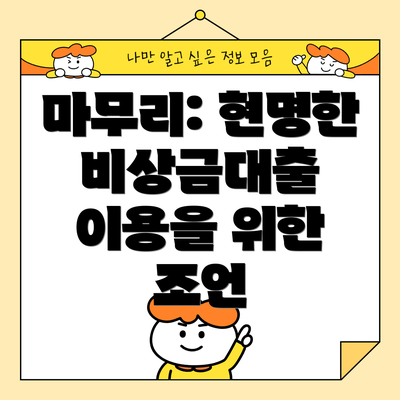 마무리: 현명한 비상금대출 이용을 위한 조언