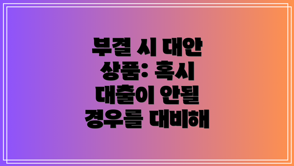 부결 시 대안 상품: 혹시 대출이 안될 경우를 대비해