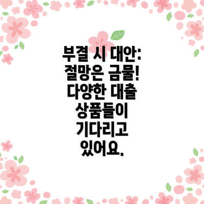 부결 시 대안: 절망은 금물!  다양한 대출 상품들이 기다리고 있어요.