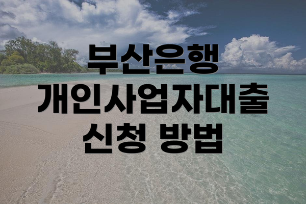 부산은행 개인사업자대출 신청 방법