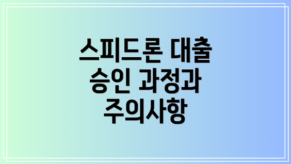 스피드론 대출 승인 과정과 주의사항