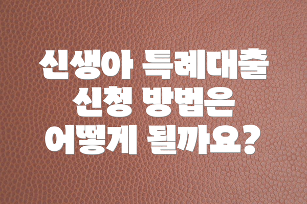 신생아 특례대출 신청 방법은 어떻게 될까요?