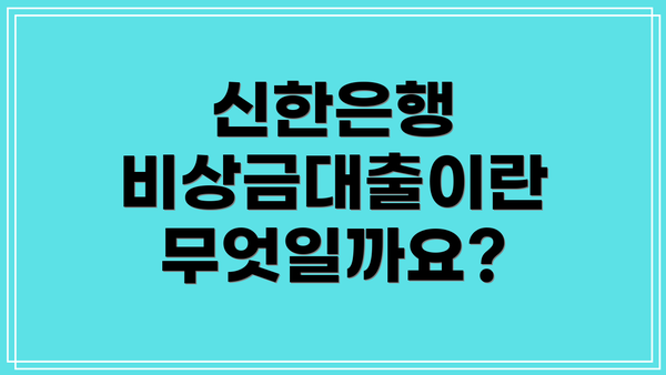 신한은행 비상금대출이란 무엇일까요?