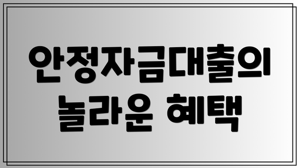 안정자금대출의 놀라운 혜택