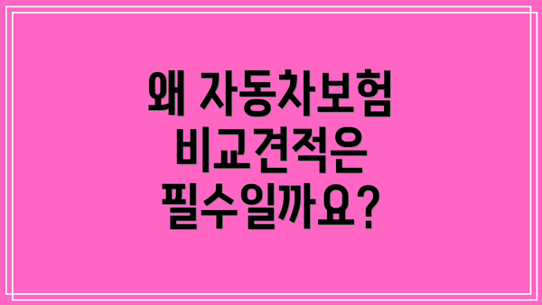 왜 자동차보험 비교견적은 필수일까요?