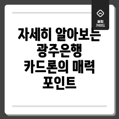 자세히 알아보는 광주은행 카드론의 매력 포인트