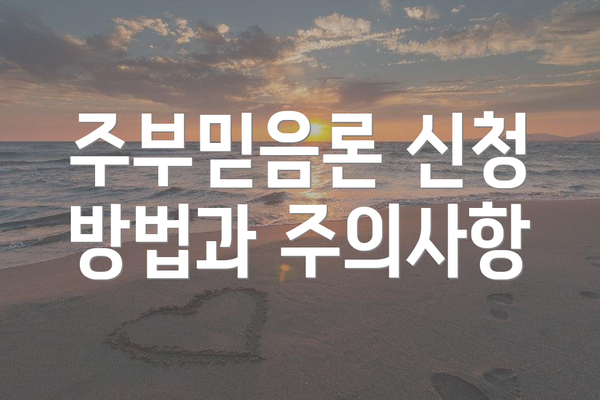 주부믿음론 신청 방법과 주의사항