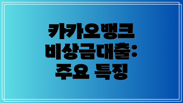 카카오뱅크 비상금대출: 주요 특징