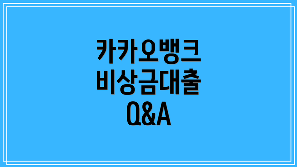 카카오뱅크 비상금대출 Q&A