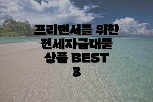프리랜서를 위한 전세자금대출 상품 BEST 3