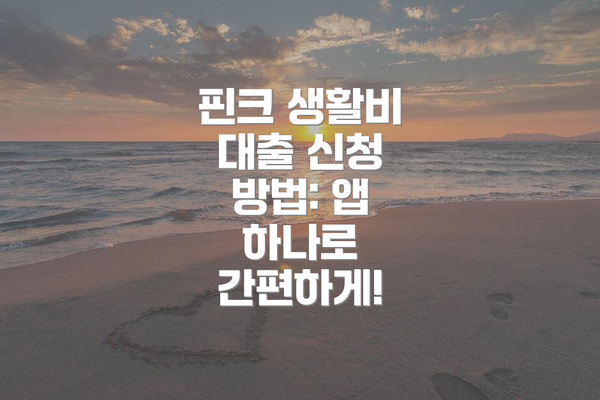 핀크 생활비 대출 신청 방법: 앱 하나로 간편하게!