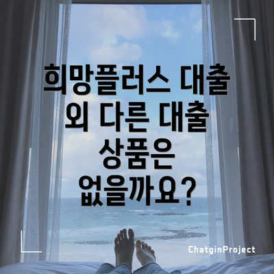희망플러스 대출 외 다른 대출 상품은 없을까요?