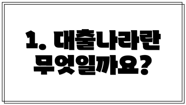 1. 대출나라란 무엇일까요?