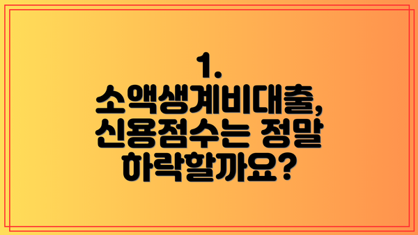 1. 소액생계비대출, 신용점수는 정말 하락할까요?