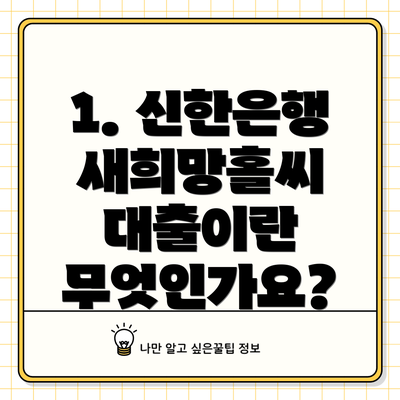 1. 신한은행 새희망홀씨 대출이란 무엇인가요?