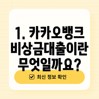 1. 카카오뱅크 비상금대출이란 무엇일까요?