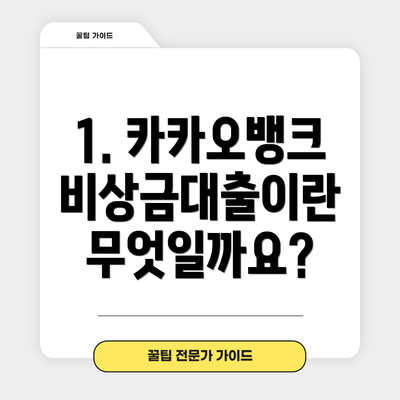 1. 카카오뱅크 비상금대출이란 무엇일까요?