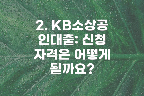 2. KB소상공인대출: 신청 자격은 어떻게 될까요?