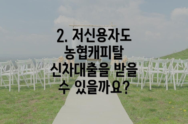 2. 저신용자도 농협캐피탈 신차대출을 받을 수 있을까요?