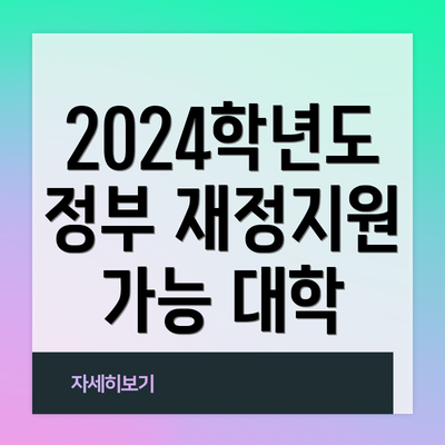 2024학년도 정부 재정지원 가능 대학