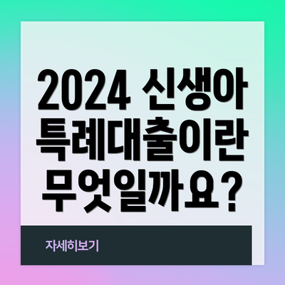 2024 신생아 특례대출이란 무엇일까요?