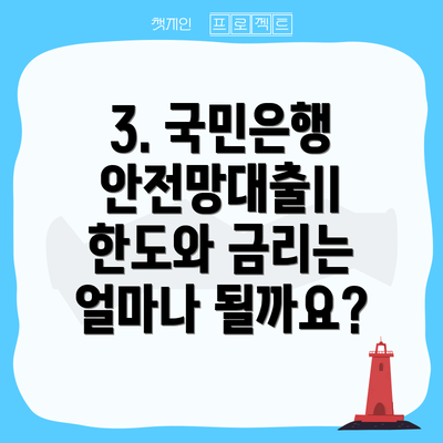 3. 국민은행 안전망대출II 한도와 금리는 얼마나 될까요?