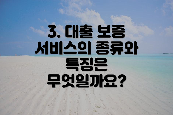 3. 대출 보증 서비스의 종류와 특징은 무엇일까요?