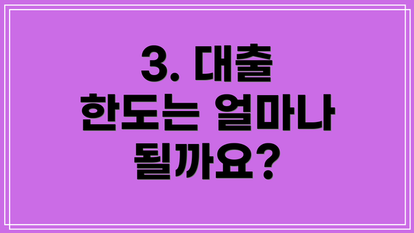 3. 대출 한도는 얼마나 될까요?