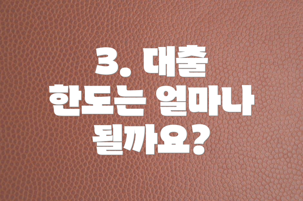 3. 대출 한도는 얼마나 될까요?