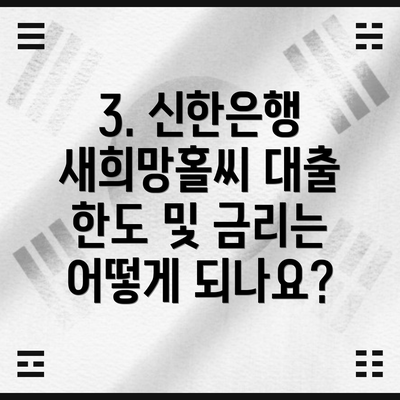 3. 신한은행 새희망홀씨 대출 한도 및 금리는 어떻게 되나요?