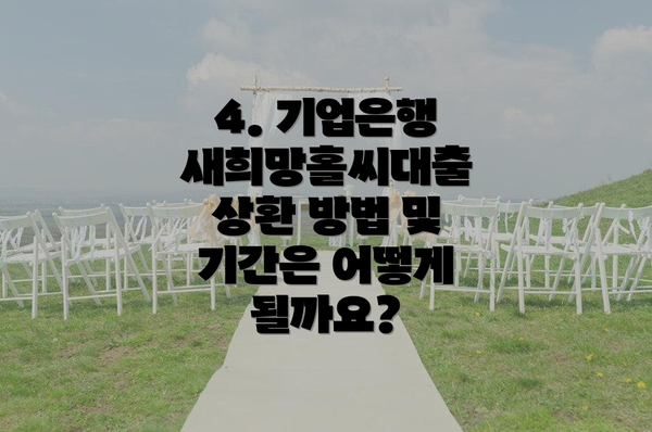 4. 기업은행 새희망홀씨대출 상환 방법 및 기간은 어떻게 될까요?