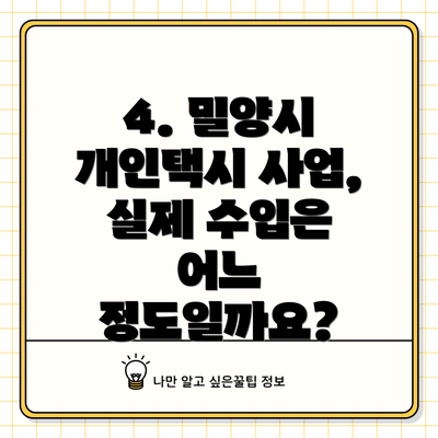 4. 밀양시 개인택시 사업, 실제 수입은 어느 정도일까요?