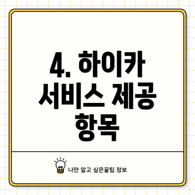4. 하이카 서비스 제공 항목