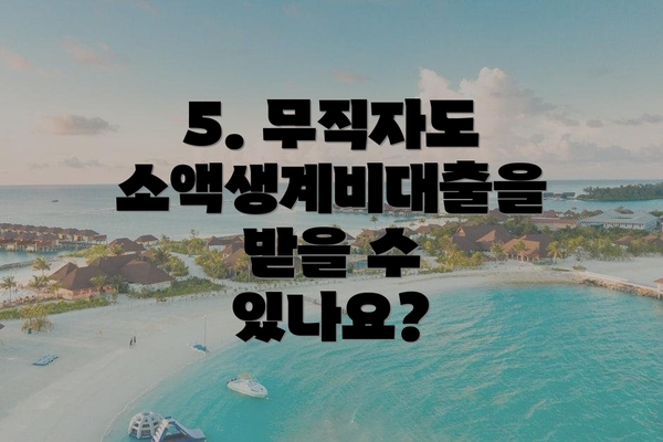 5. 무직자도 소액생계비대출을 받을 수 있나요?