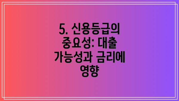 5. 신용등급의 중요성: 대출 가능성과 금리에 영향