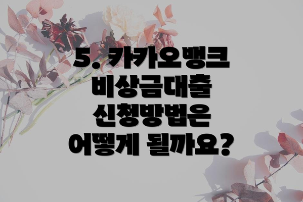 5. 카카오뱅크 비상금대출 신청방법은 어떻게 될까요?