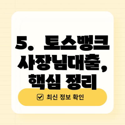 5. 토스뱅크 사장님대출, 핵심 정리