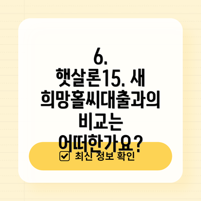 6. 햇살론15. 새희망홀씨대출과의 비교는 어떠한가요?