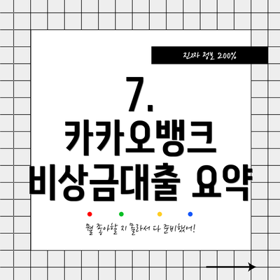 7. 카카오뱅크 비상금대출 요약