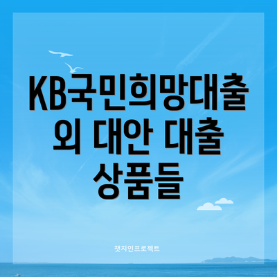 KB국민희망대출 외 대안 대출 상품들