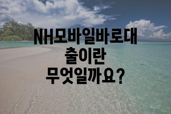 NH모바일바로대출이란 무엇일까요?