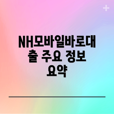 NH모바일바로대출 주요 정보 요약