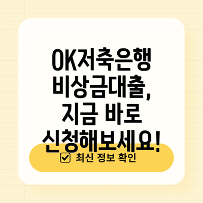 OK저축은행 비상금대출, 지금 바로 신청해보세요!