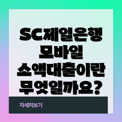 SC제일은행 모바일 소액대출이란 무엇일까요?
