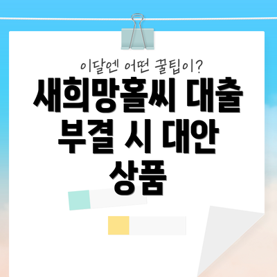 새희망홀씨 대출 부결 시 대안 상품
