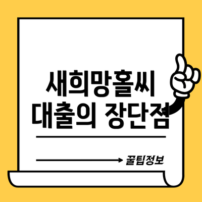 새희망홀씨 대출의 장단점